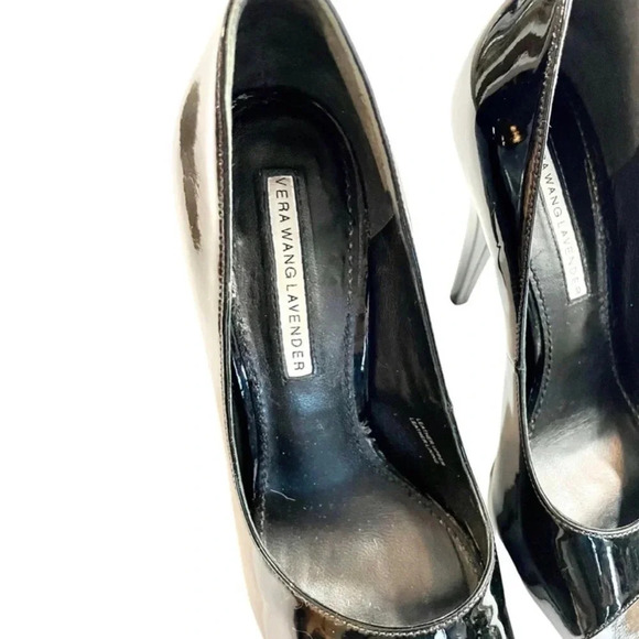 Vera Wang Lavender Open Toe Leather Heel Pumps - Picture 5 of 8